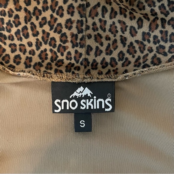 SNO SKINS Turtleneck Long Sleeve Leopard Velvet Mesh Women’s S 90’s Ski - Picture 4 of 6